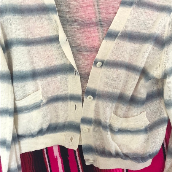 Prada white cropped sweater with blue stripes